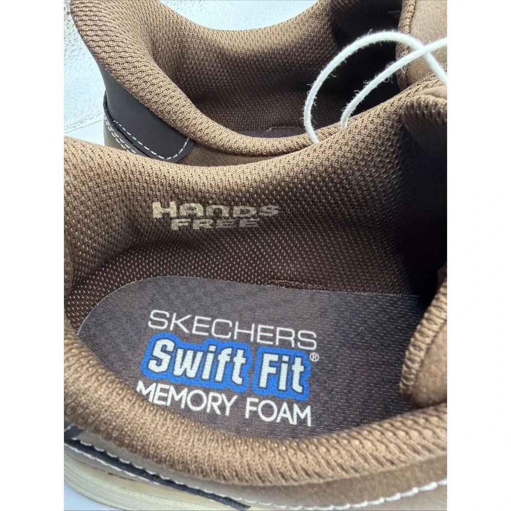 Skechers Swift Fit Shoes Hands-Free Mens Brown Relaxed Fit Memory Foam‎ Size 8.5